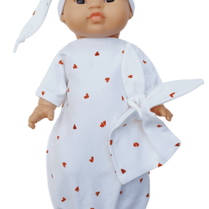 Pyjama noué, bonnet de nuit et doudou – Maman Poule & Papa Coq