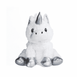 Peluche Bouillotte (micro-onde) LICORNE ARGENT lavande et blé