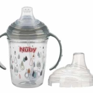 Verre à bec anti-gouttes avec paille lestée Gris