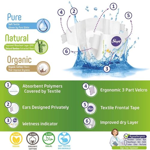 Sleepy Natural Bambou Couches Bébés Maxi Taille 4 – (7-14kg) 30 Unités – Image 5
