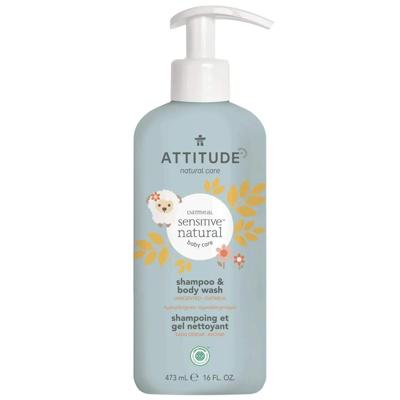 2 en 1 Gel nettoyant cheveux et corps – Peau sensible bébé sans odeur – Attitude – Attitude