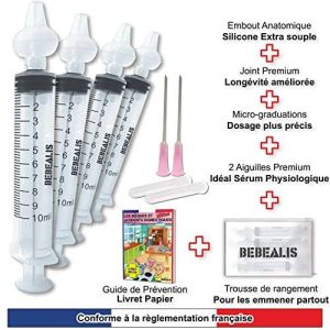 4 Seringues nasales 10ml avec embouts de Bebealis