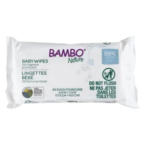 Bambo Nature Lingette à 99 % d’eau Humides – 64 Unités