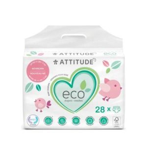 Couches écologiques Nouveau né (- 5 kg) 28 langes – Attitude