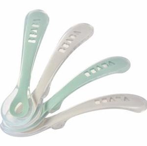 Cuillères pour bébé 2ème âge en silicone (lot de 4) velvet grey/sage green – Béaba