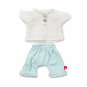 Ensemble 2 pièces bleu et blanc pour poupée 38cm