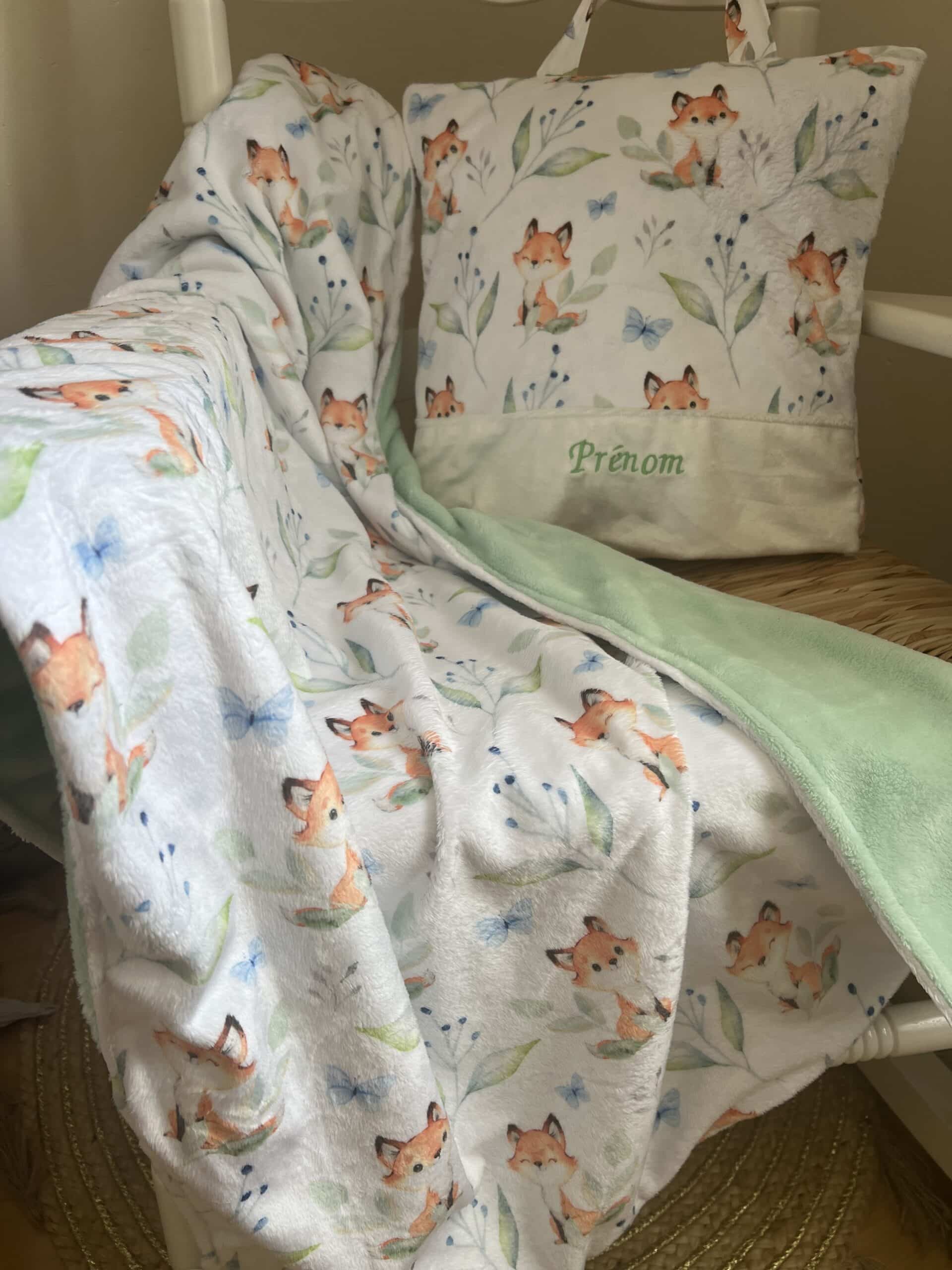 Pack sieste Coussin et plaid pour la crèche, la maternelle – à personnaliser – Image 3