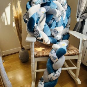 Tour de lit tressé 3 brins Jungle bleu