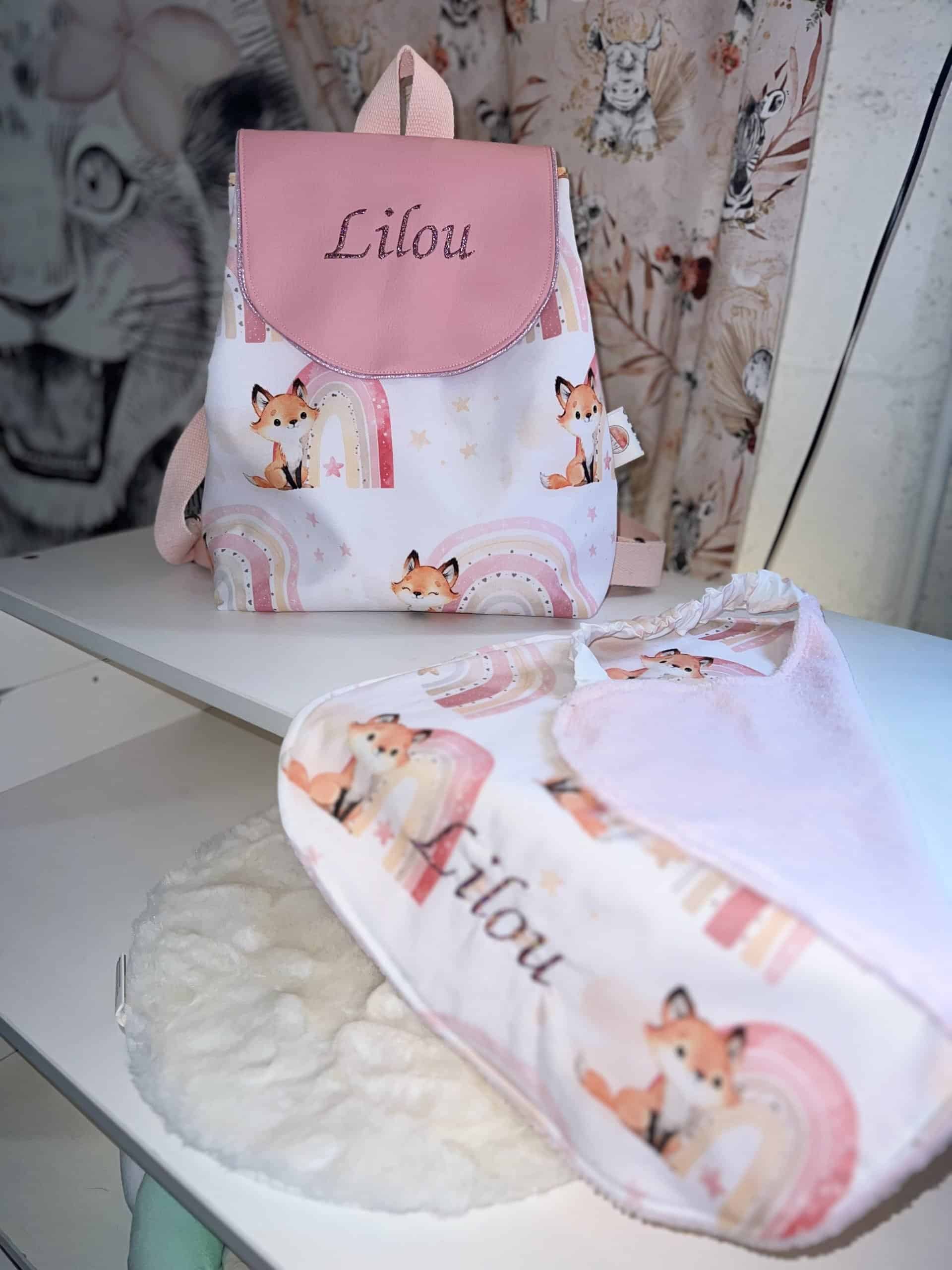 Sac à dos maternelle imperméable aux motifs renards – à personnaliser – Image 4