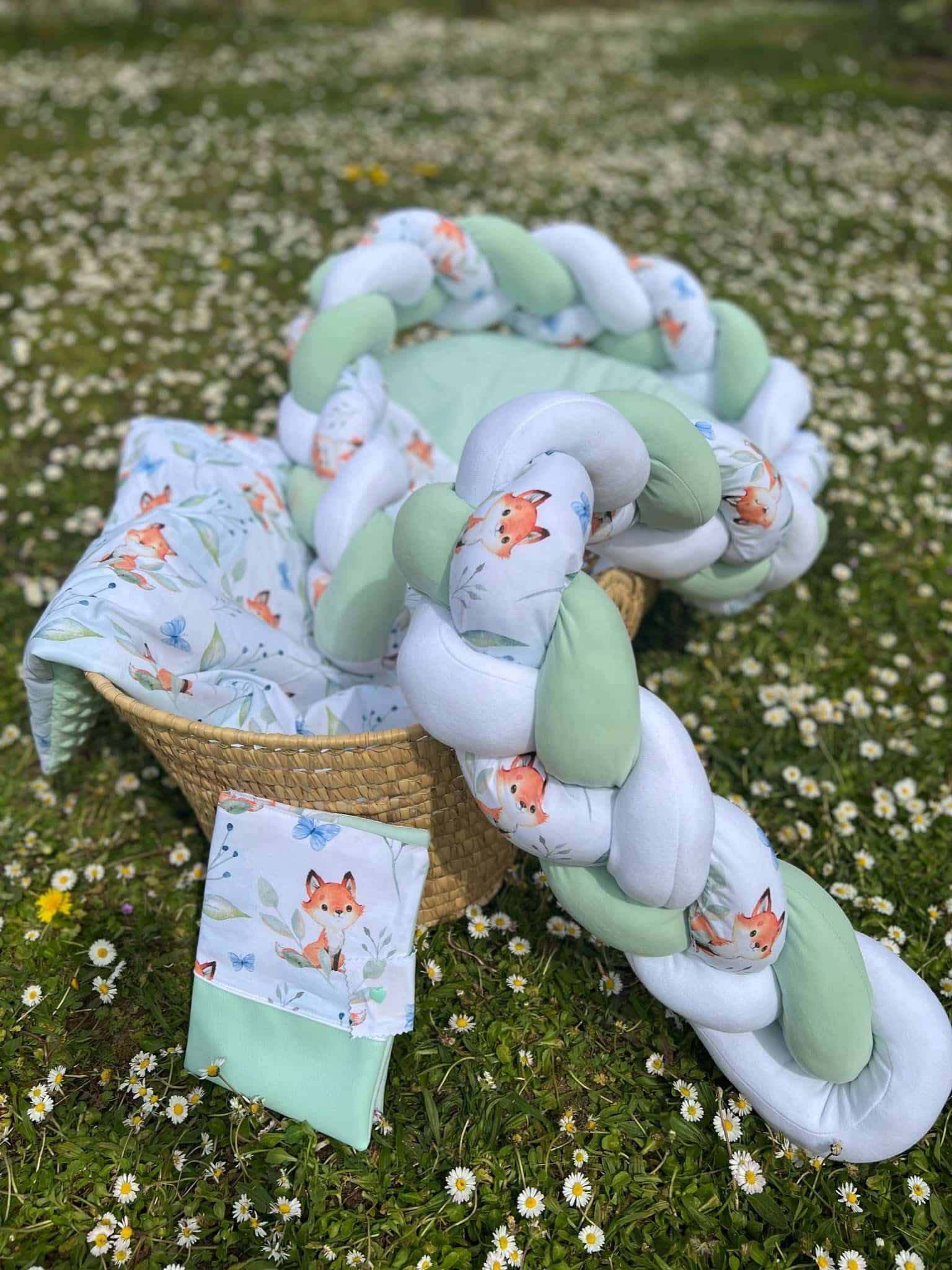 Tour de lit tressé Renard vert d’eau