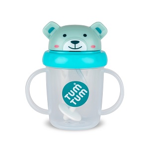 Tasse Anti-Fuite + Paille Lestée – Ourson Bleu