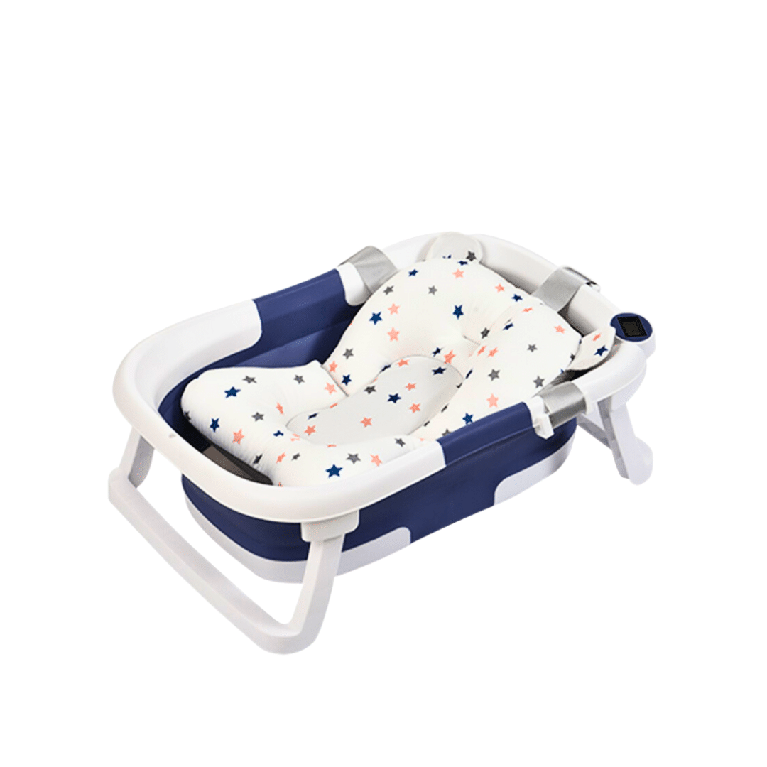 Baignoire bébé pliable avec coussin et thermomètre – Bleu