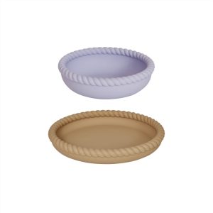 Assiette et bol en silicone light rubber/lavender – OYOY