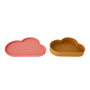 Assiette et bol nuage Chloé rubber/coral – OYOY