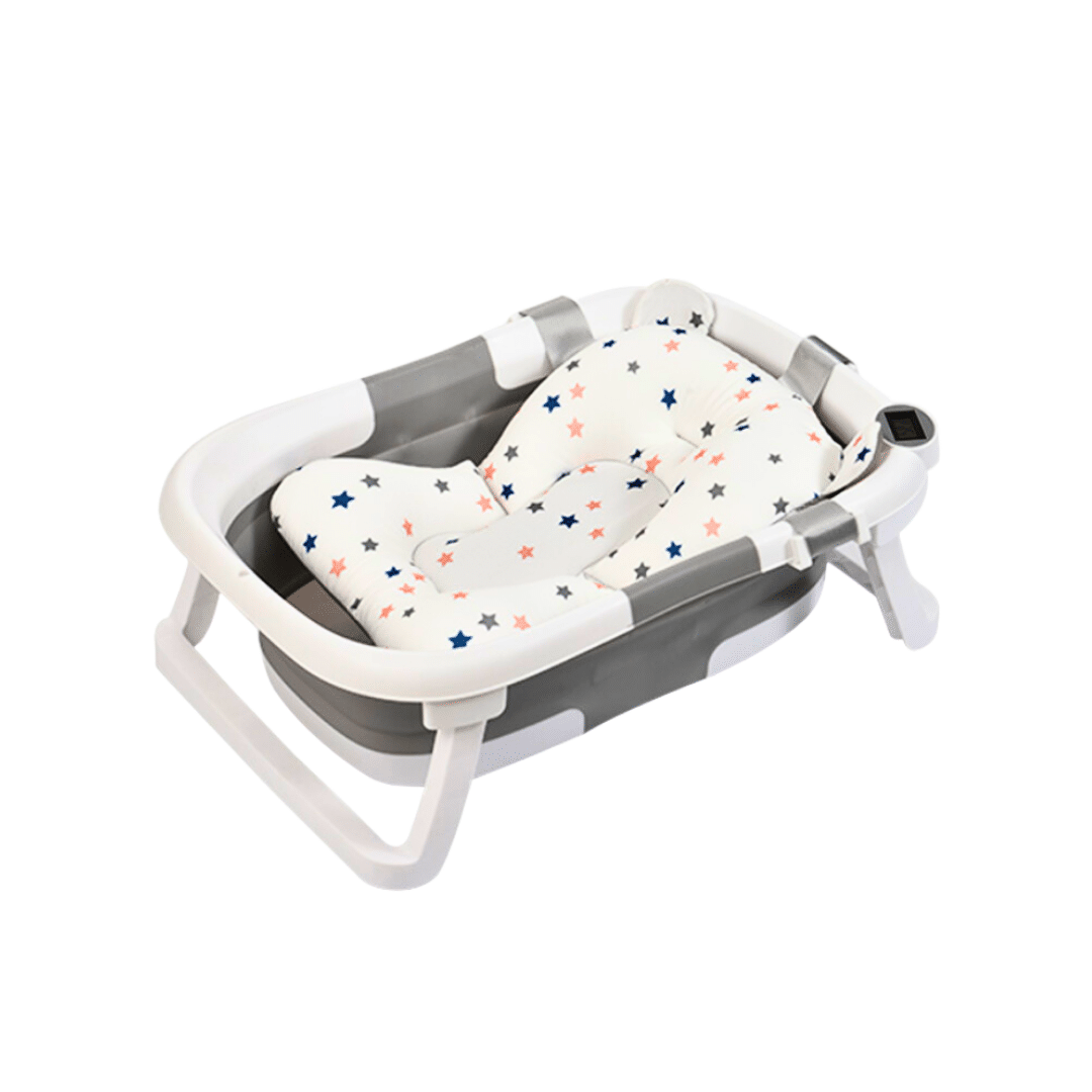 Baignoire bébé pliable avec coussin et thermomètre – Gris