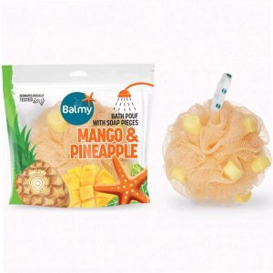 BALMY Pouf De Bain Avec Savon Ananas Mangue