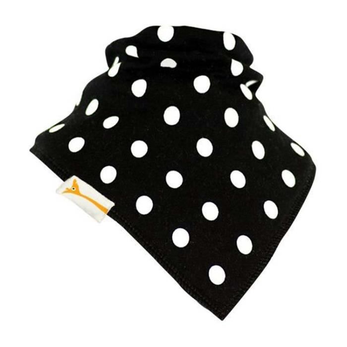 Bavoir bandana NOIR A POIS BLANCS
