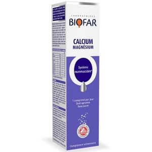 BIOFAR Calcium Magnesium Système Neuromusculaire 20 Comprimés Effervescents