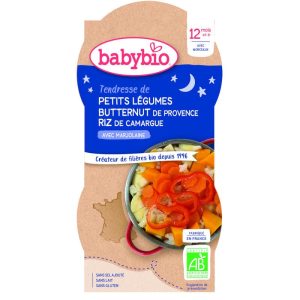 Repas bébé soir légumes du soleil, riz 2x200g dès 8 mois – Babybio