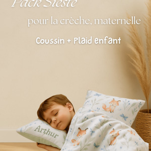Pack sieste Coussin et plaid pour la crèche, la maternelle – à personnaliser