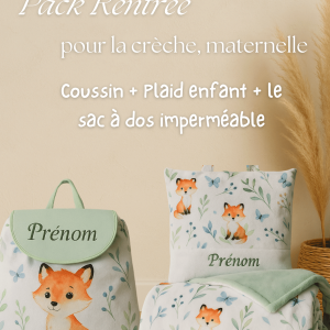 Pack Complet Sac à dos Maternelle, oreiller, plaid – à Personnaliser