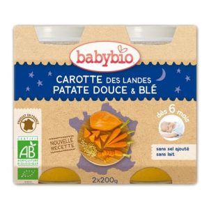 Panade bébé midi carotte, patate douce et blé 2x200g dès 6 mois – Babybio