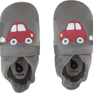 Chaussons Soft Sole Grey Red Racing Car 001-10