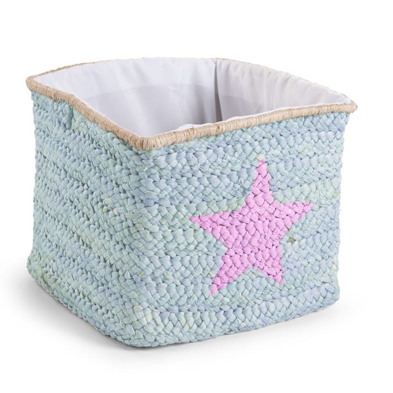 Panier Paille Tresse Star & Cloud 30x33x33 cm mint – Childhome