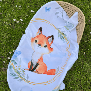Couverture Bébé personnalisée ultra douce – Lionceau & Renard