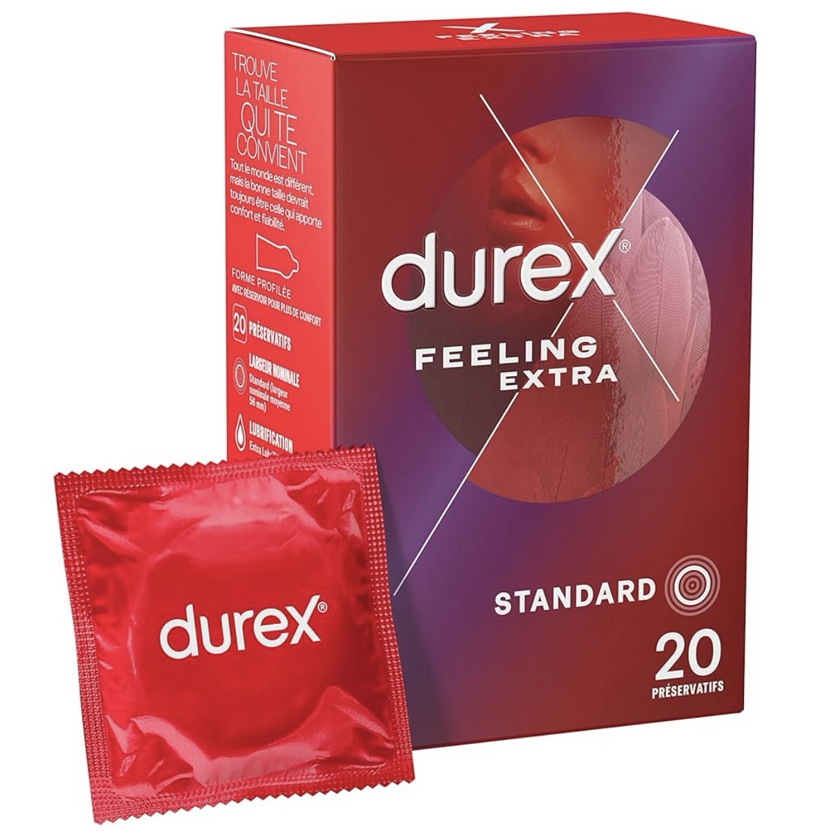 DUREX Feeling Extra Fins et Extra Lubrifies 20 Preservatifs