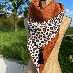 Écharpe chèche 100% léopard – Caramel