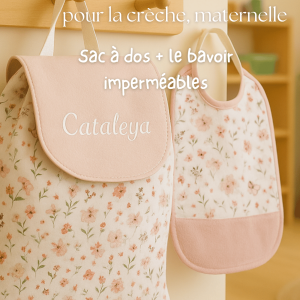 Pack sac à dos maternelle et son bavoir – à personnaliser
