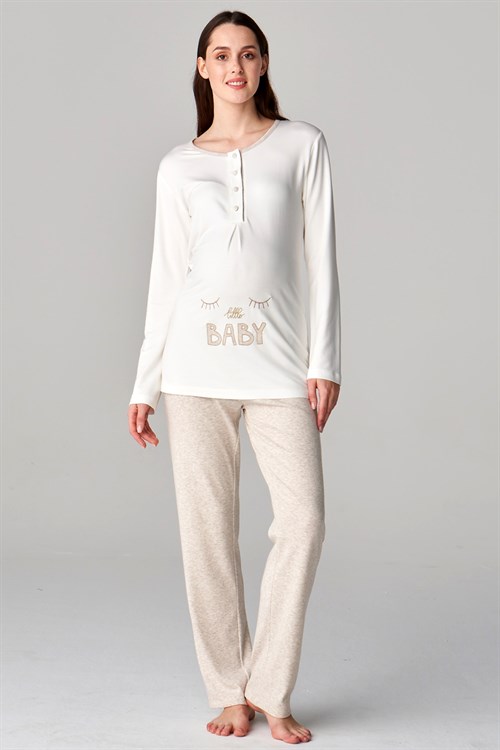 Ensemble de pyjama post-partum feyza beige – Image 5
