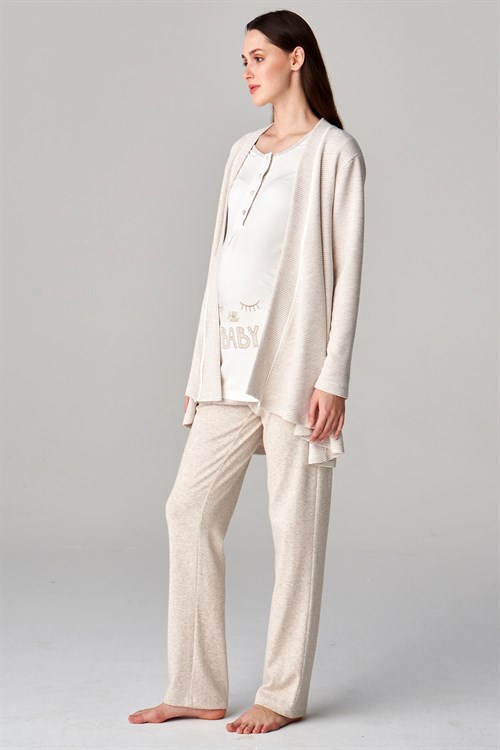 Ensemble de pyjama post-partum feyza beige – Image 3