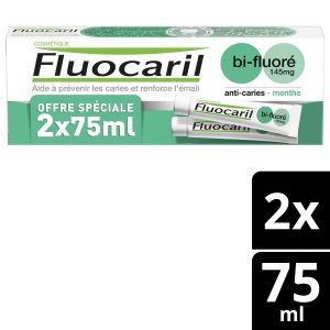 FLUOCARIL Dentifrice Bi-fluore 145mg Anti-caries Menthe 2x75ml