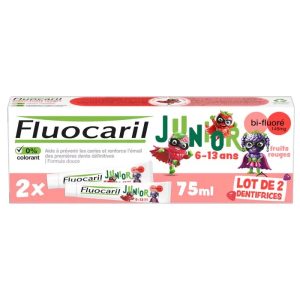 FLUOCARIL Dentifrice 145mg Junior 6-13 ans Fruits Rouges 2x75ml