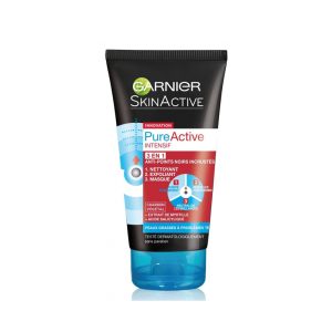 GARNIER SkinActive Pure Active Masque Nettoyant 3 en 1 Au Charbon Anti-Points Noirs 150ml