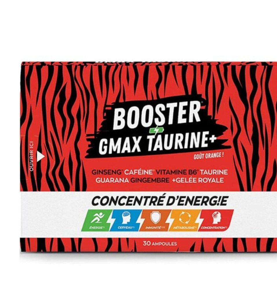 GMAX-Taurine+ Booster Concentré d’Energie Une Boîte de 30 Ampoules