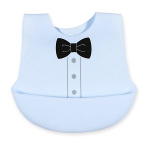 HAO FU Bavoir Avec Récupérateur En Silicone Bleu