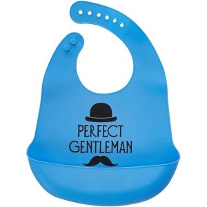 HAO FU Bavoir Avec Récupérateur En Silicone Bleu