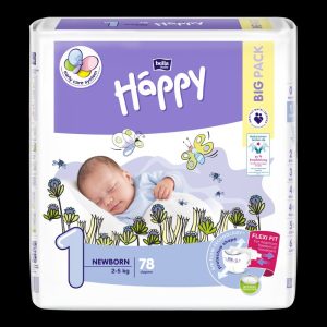 HAPPY Couche Taille 1 | 2-5 kg Boite de 78 GM