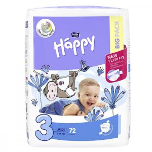 HAPPY Couche Taille 3 | 5-9kg Boite de 70 GM