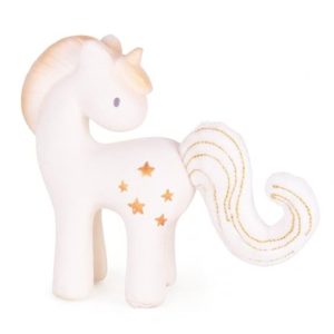 Jouet de dentition / hochet licorne en caoutchouc naturel étoiles brillantes – Tikiri