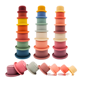 Ensemble de jouets de bain bébé empilable en silicone