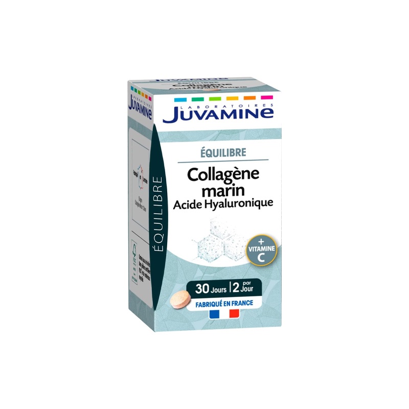 JUVAMINE Equilibre Collagene Marin + Acide Hyaluronique + Vitamine C | Boite De 30 Comprimes