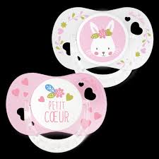 LUC ET LEA SUCETTE DUO 0-6 MOIS LAPIN + COEUR