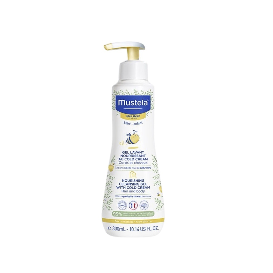 MUSTELA Gel Lavant au Cold Cream à la cire d’abeille BIO Pour Peau Sèche 300ml