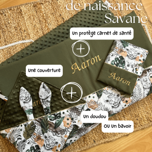 Ensemble Bébé Savane – Cadeau de Naissance Personnalisé