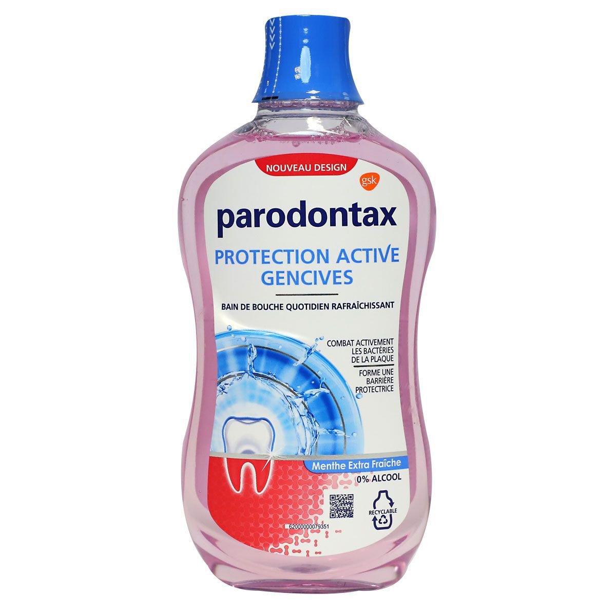 PARODONTAX Protection Active Gencives Bain de Bouche Quotidien Rafraichissant 500ml