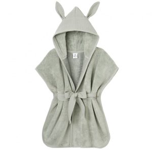 Peignoir en bambou et gaze de coton Vert/Gris Personnalisable gratuitement